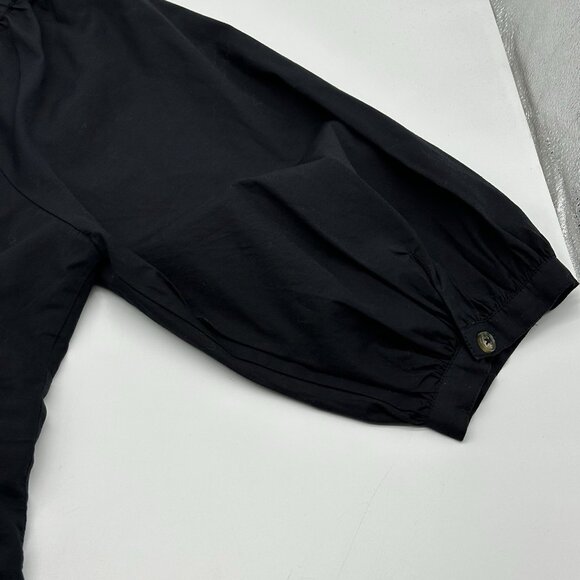 Free People Teagan Size Medium Black Puff-Sleeve On/Off Shoulder Peplum Blouse - Picture 9 of 11